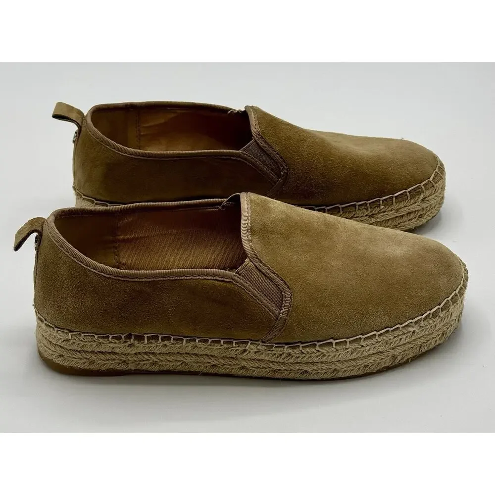 Sam Edelman Carrin Tan Suede Espadrille Platform Shoe US Size 9.5